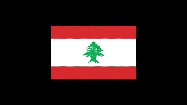 Lebanon Flag Waving Animation Loop Motion Graphics 4K