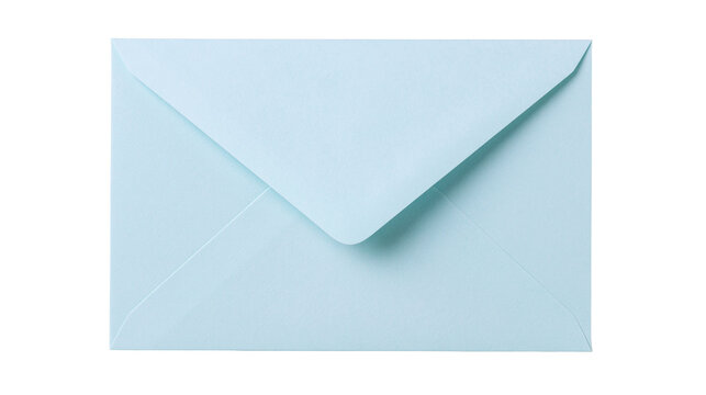 Light blue paper envelope closed and sealed, isolated on transparent background