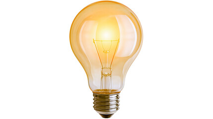 Glowing incandescent light bulb with tungsten filament, isolated on transparent background © Timo