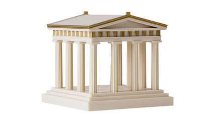Obraz premium Miniature ancient Greek temple model with Doric columns, isolated on transparent background