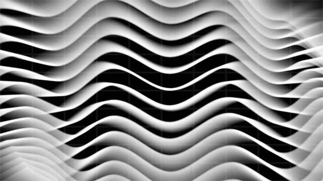 Abstract white lines waves forming bow tie pattern on grid. Abstract fluid wave lines for modern corporate presentation backdrop. Animated wave design.