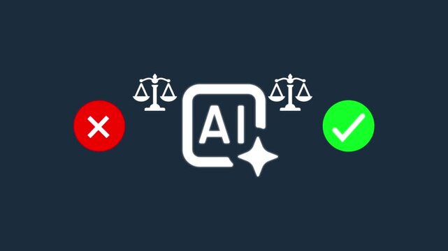 AI decision validation and approval workflow concept. with responsible artificial intelligence governance, ethical compliance,  4k video motion graphic