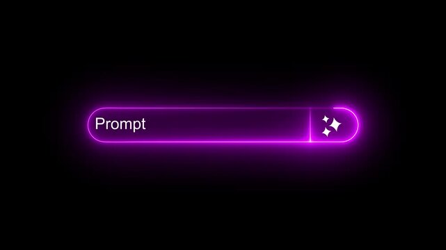 Neon Generative Prompt interaction. futuristic AI prompt search bar interface. concept of artificial intelligence, query and digital assistant technology. prompt search bar 