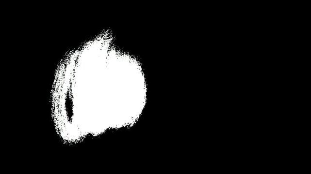 White paint scribble transition on black background animation