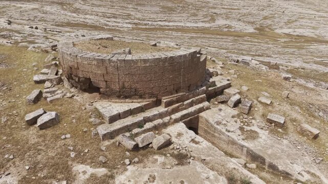 Cinematic Drone Flight Over Sogmatar Ancient City in Sanliurfa, Turkiye &ndash; Sacred Mesopotamian Archaeological Landscape from Above