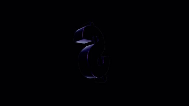 Rotating 3D Dollar Sign Symbol on Transparent Background