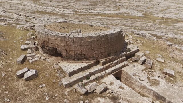 Cinematic Drone Flight Over Sogmatar Ancient City in Sanliurfa, Turkiye &ndash; Sacred Mesopotamian Archaeological Landscape from Above