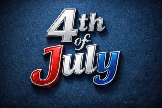 Vintage 4th of July typography, patriotic red white blue holiday banner on textured background