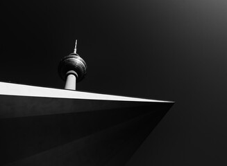 Berlin TV Tower and Modern Architecture in Minimalist Black and White © roobcio