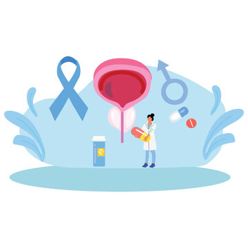 Prostate Cancer Awareness Treatment Healthcare Flat Vector