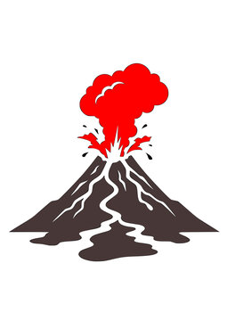 Volcano erupting silhouette