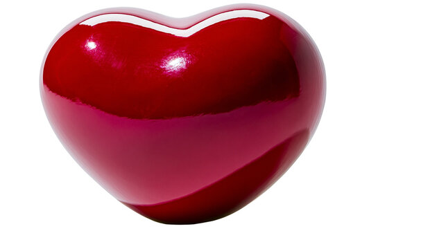 Glossy red heart shape, isolated on transparent background