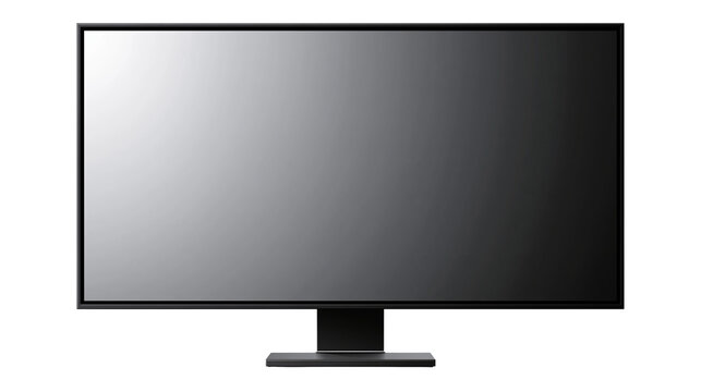 Modern flat screen computer monitor with black bezel, isolated on transparent background
