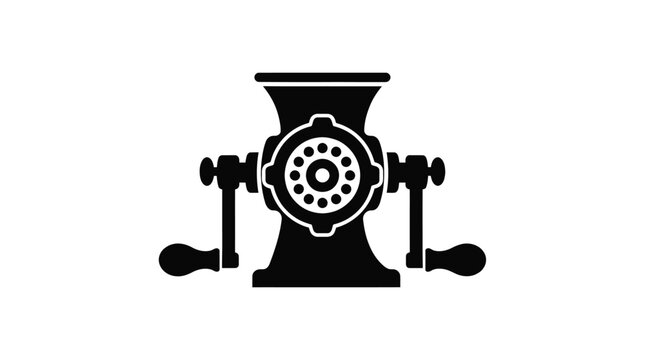 Manual meat grinder silhouette black graphic on white background
