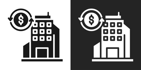 Fototapeta premium Banking Growth Icon In Black And White Glyph Style