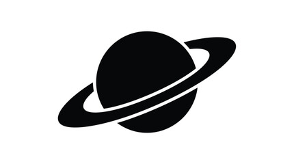 Planet with rings black silhouette on a white background silhouette © Gk