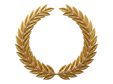 Golden Laurel Wreath Award Isolated on Transparent Background