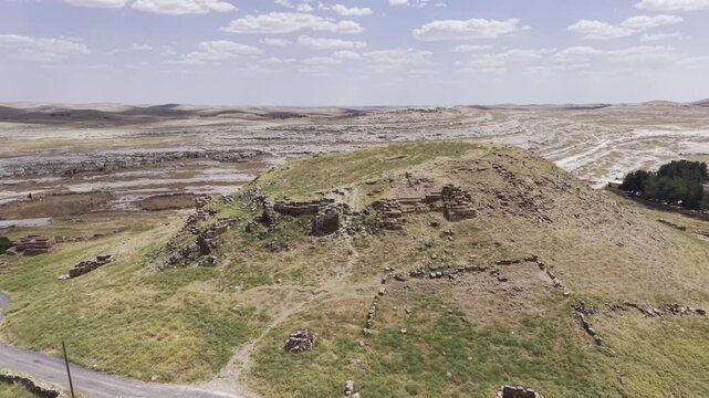 Cinematic Drone Flight Over Sogmatar Ancient City in Sanliurfa, Turkiye &ndash; Sacred Mesopotamian Archaeological Landscape from Above