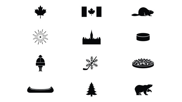 Minimalist black and white icons