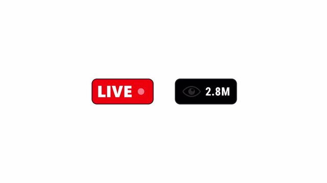 Live Streaming 5 Million Viewer Counter Animation on Transparent Background, Live Broadcast UI Motion Graphic, 4K 