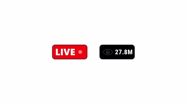 Live Streaming 50 Million Viewer Counter Animation on Transparent Background, Live Broadcast UI Motion Graphic, 4K 
