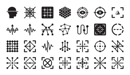 Fototapeta premium Abstract geometric patterns and digital target icons with geometric, abstract