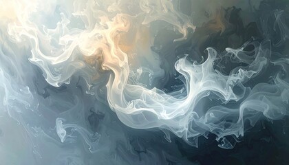 Fototapeta premium Abstract depiction of swirling smoke-like formations with varying shades of gray and blue