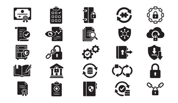 Cybersecurity and digital protection network icons with cybersecurity, security