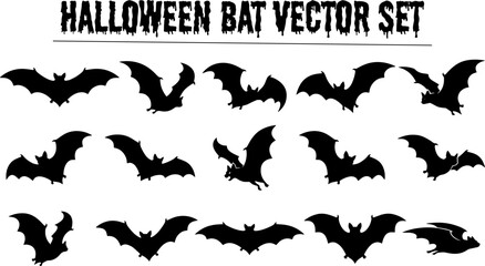 Fototapeta premium Halloween bat vector set black bat silhouettes for spooky decor