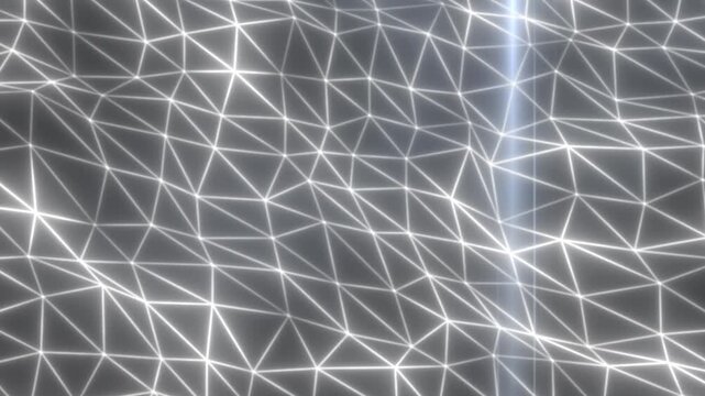 White glowing polygon network with connected wireframe lines