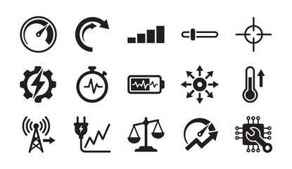 Fototapeta premium Industrial performance monitoring and technical status control system icons