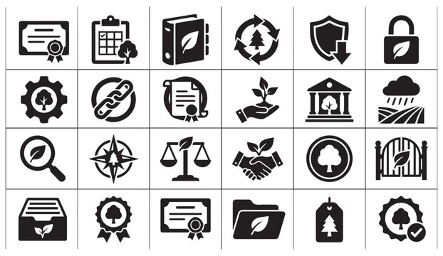 Set of environmental and green energy conservation icons with environment