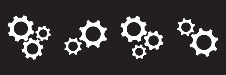 Fototapeta premium Settings gears icon logo. Gears icon set. Setting gears icon. Cogwheel group. Gear design collection. Gear wheel icon. Mechanism gears icon. Cogwheel and settings symbol.