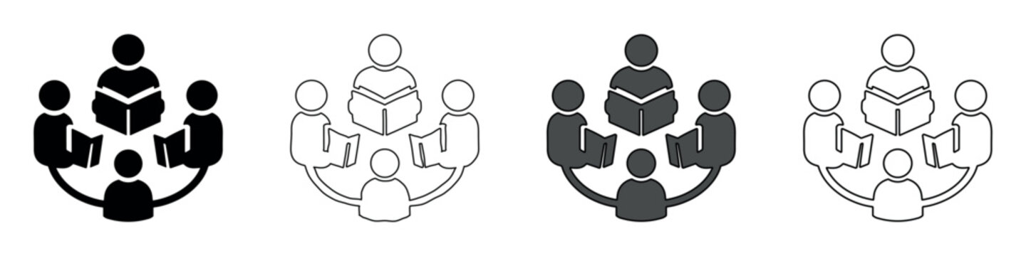 Group of people reading books together in a circle, symbolizing education and learning