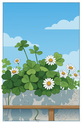 Fototapeta premium Tree With the flower and bug on it with the white flower