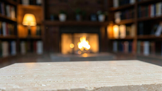 Dark Walnut Wood Tabletop on Luxury Hotel Rooftop Terrace Overlooking Urban Metropolis Luxury City B