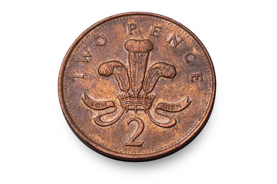 British two pence coin reverse isolated on white background