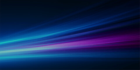 Obraz premium Abstract light streaks in shades of blue and purple flow across a dark background, creating a dynamic and futuristic visual effect.