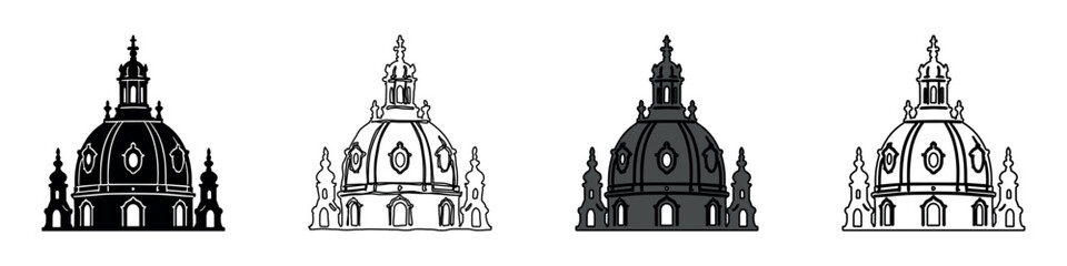 Set of architectural dome icons in various styles and colors for design © Ophelia