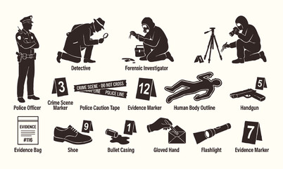 Crime scene investigation silhouette. © Avartde
