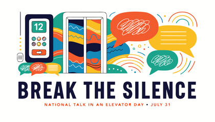 Colorful flat illustration celebrating national talk in an elevator day event © vectyx2