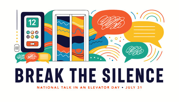 Colorful flat illustration celebrating national talk in an elevator day event
