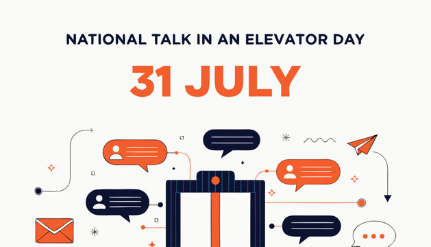 National talk in an elevator day social media design poster