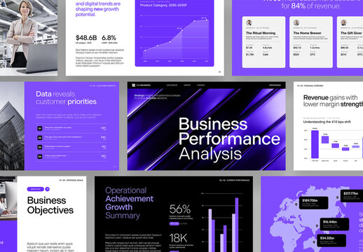 Business Analysis Presentation Template, Corporate Report Pitch Deck & Company Profile Analytics