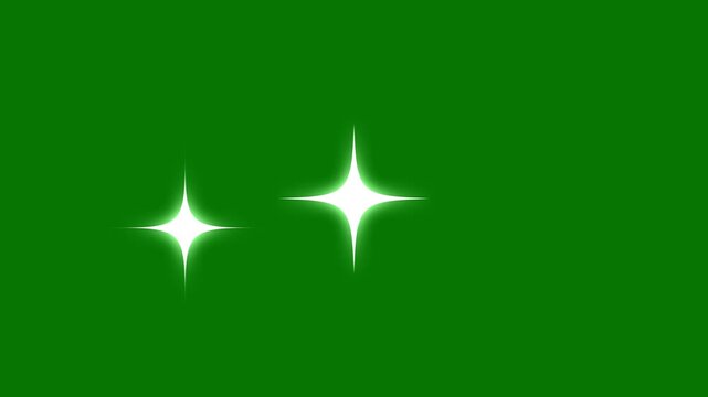Twinkling star motion graphics with ,magic flash or glitter motion explosion animated effect,Shine effect sprite sheet for motion design,green screen background. 4k video