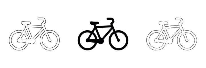 Fototapeta premium Simple bicycle icons in outline and solid fill styles