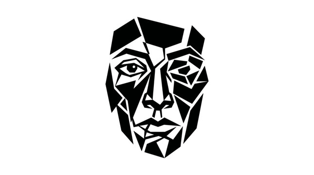 Abstract geometric polygonal human face portrait.