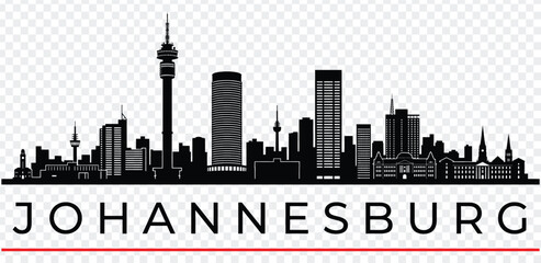 Obraz premium Johannesburg city skyline silhouette with text south africa cityscape vector illustration