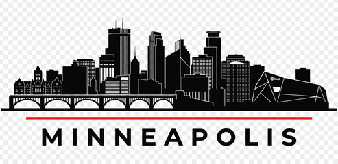 Minneapolis city skyline silhouette vector illustration with text © MDRASIDUL