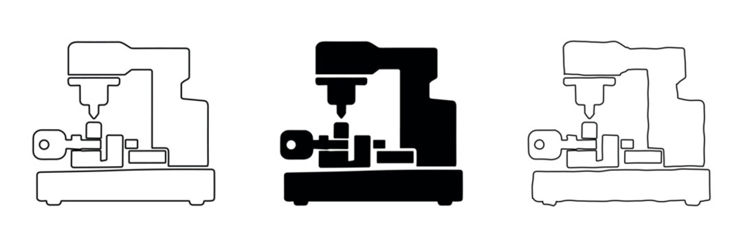 Key cutting machine icon for locksmith services and security solutions